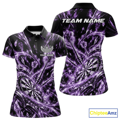 Custom Icy Purple Crystal Ice Dart Polo Shirt For Women, Dart Team Jersey Dart Outfit IPHW12446