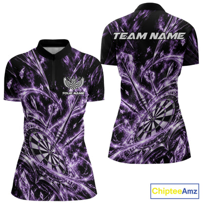 Custom Icy Purple Crystal Ice Dart Quarter-Zip Shirt For Women, Dart Team Jersey IPHW12446
