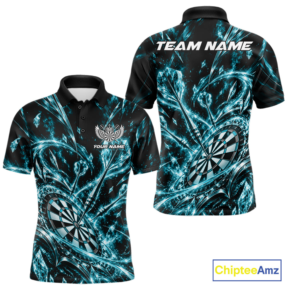Custom Icy Turquoise Crystal Ice Dart Polo Shirt For Men, Dart Team Jersey Dart Outfit IPHW12447