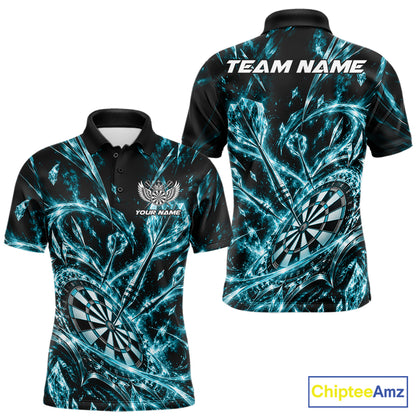 Custom Icy Turquoise Crystal Ice Dart Polo Shirt For Men, Dart Team Jersey Dart Outfit IPHW12447