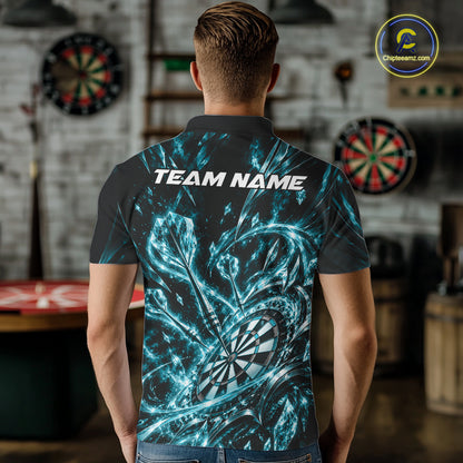 Custom Icy Turquoise Crystal Ice Dart Polo Shirt For Men, Dart Team Jersey Dart Outfit IPHW12447
