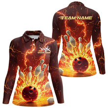 Load image into Gallery viewer, Custom Flame Bowling Shirts For Women, Fire Bowling Team League Shirt Bowler Uniform Outfit IPHW7895