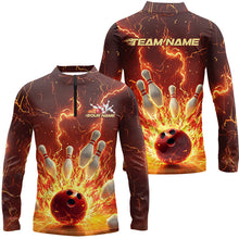 Load image into Gallery viewer, Custom Flame Bowling Shirts For Men, Fire Bowling Team League Shirt Bowler Uniform Outfits IPHW7895