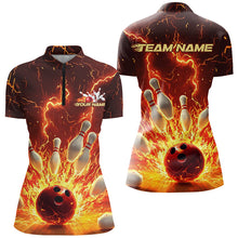 Load image into Gallery viewer, Custom Flame Bowling Shirts For Women, Fire Bowling Team League Shirt Bowler Uniform Outfit IPHW7895