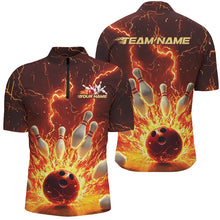 Load image into Gallery viewer, Custom Flame Bowling Shirts For Men, Fire Bowling Team League Shirt Bowler Uniform Outfits IPHW7895