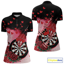 Load image into Gallery viewer, Custom Black And Red Heart Theme Valentine Dart Women Quarter-Zip Shirt, Couple Dart IPHW10406