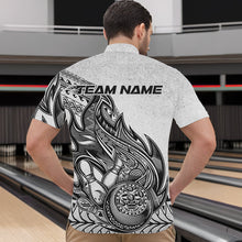 Load image into Gallery viewer, Custom Grunge Black And Gray Tribal Flame Polynesian Bowling Team Quarter-Zip Shirts For Men IPHW8804