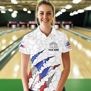 Personalized Puerto Rico Flag Bowling Polo Shirts For Women, Puerto Rico Bowling Jerseys IPHW8805