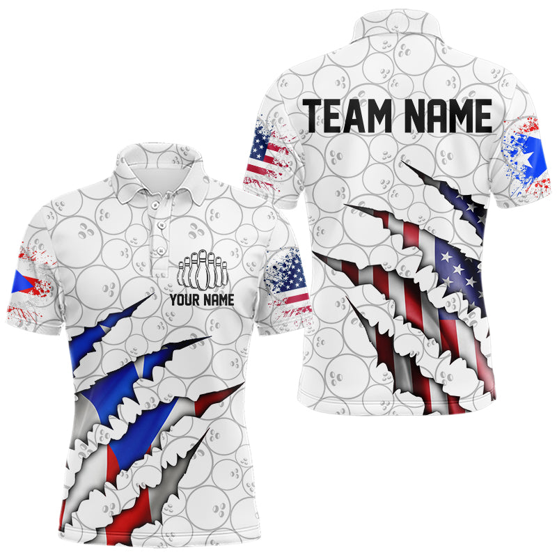 Personalized Puerto Rico Flag Bowling Polo Shirts For Men, Puerto Rico Bowling Jerseys IPHW8805