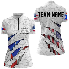 Load image into Gallery viewer, Personalized Puerto Rico Flag Bowling Women Quarter-Zip Shirts, Puerto Rico Bowling Jerseys IPHW8805