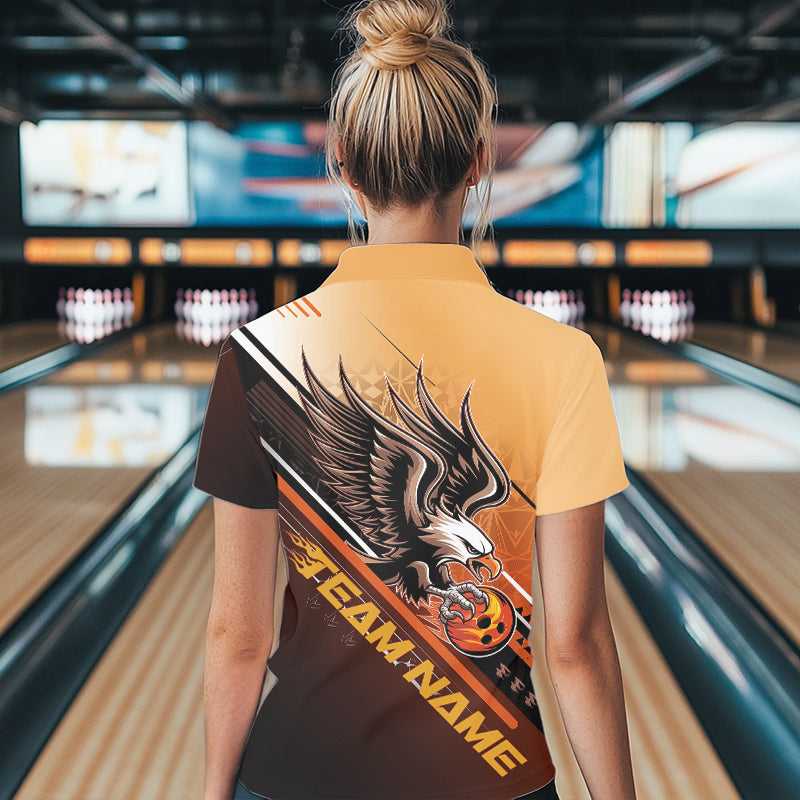 Personalized Tribal Eagle Bowling Women Polo Shirt, Eagle Bowling Team Bowling League Shirt IPHW8806