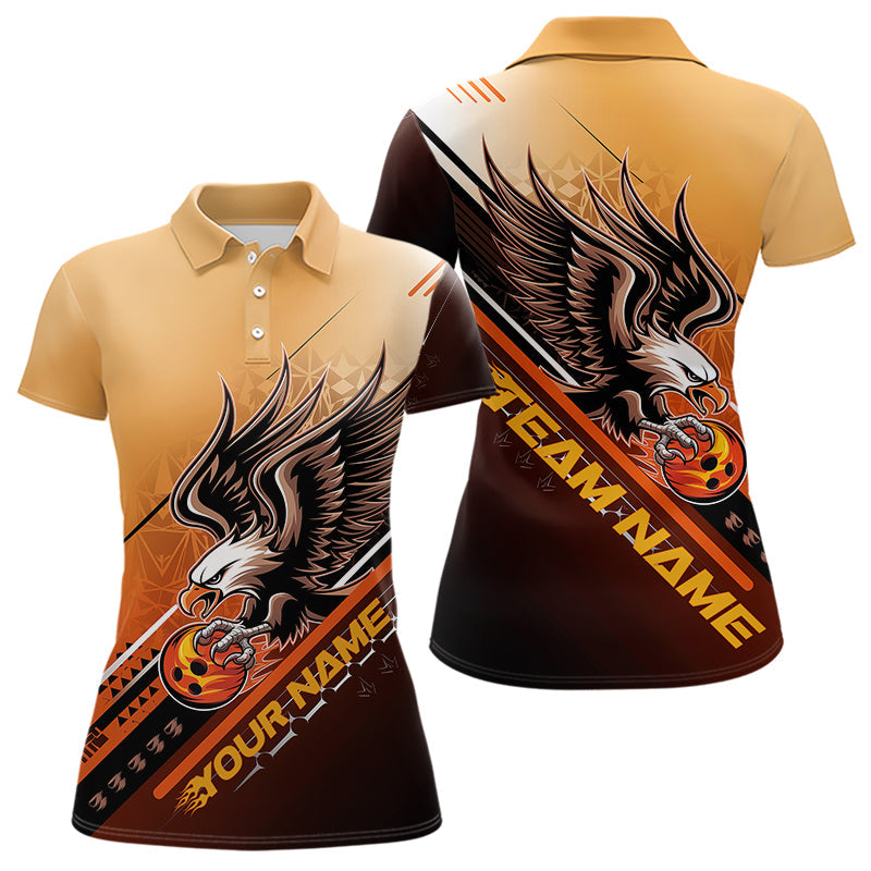 Personalized Tribal Eagle Bowling Women Polo Shirt, Eagle Bowling Team Bowling League Shirt IPHW8806