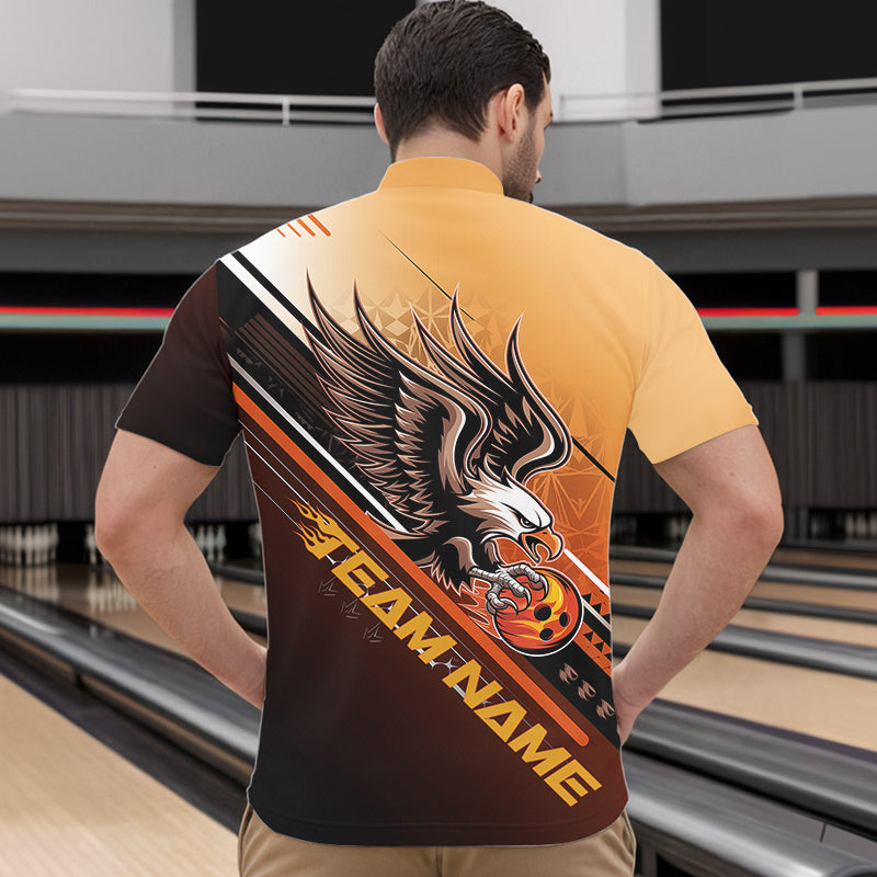 Personalized Tribal Eagle Bowling Men Quarter-Zip Shirts, Eagle Bowling Team Bowling League Shirt IPHW8806