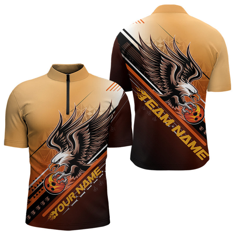 Personalized Tribal Eagle Bowling Men Quarter-Zip Shirts, Eagle Bowling Team Bowling League Shirt IPHW8806