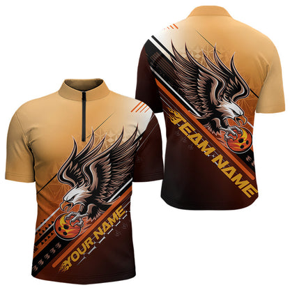 Personalized Tribal Eagle Bowling Men Quarter-Zip Shirts, Eagle Bowling Team Bowling League Shirt IPHW8806