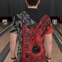 Load image into Gallery viewer, Custom Black And Red Flame Tribal Polynesian Bowling Men Polo Shirts, Bowling Team Uniform IPHW8807