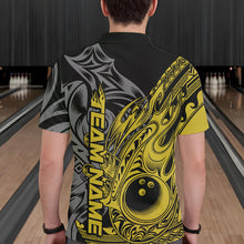 Load image into Gallery viewer, Custom Black And Yellow Flame Tribal Polynesian Bowling Men Polo Shirts, Bowling Team Uniform IPHW8810