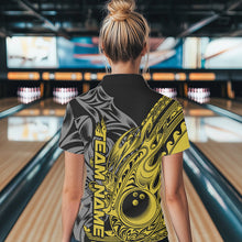 Load image into Gallery viewer, Custom Black And Yellow Flame Tribal Polynesian Bowling Women Polo Shirts, Team Uniform IPHW8810