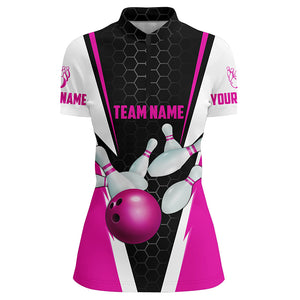 Bowling Shirts For Women Custom Name And Team Name Strike Bowling Ball And Pins, Team Bowling Shirts IPHW4595