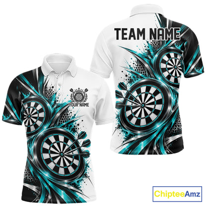 Custom Black And Red Dartboard Dart Team Polo Shirt For Men, Dart League Outfit IPHW12470