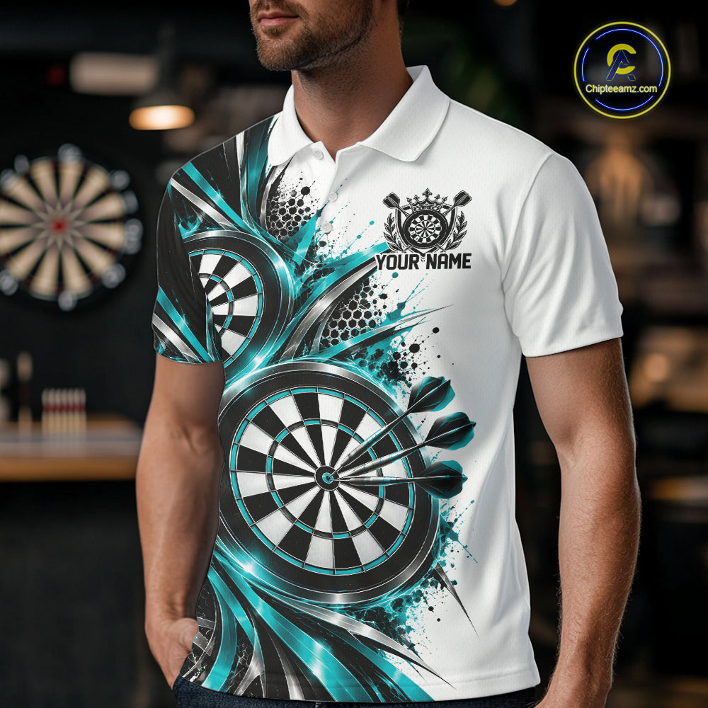 Custom Black And Red Dartboard Dart Team Polo Shirt For Men, Dart League Outfit IPHW12470