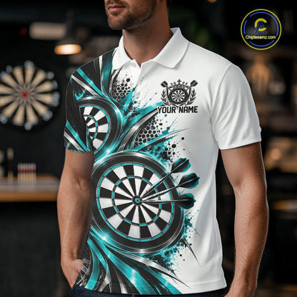 Custom Black And Red Dartboard Dart Team Polo Shirt For Men, Dart League Outfit IPHW12470