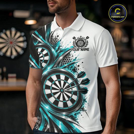 Custom Black And Red Dartboard Dart Team Polo Shirt For Men, Dart League Outfit IPHW12470