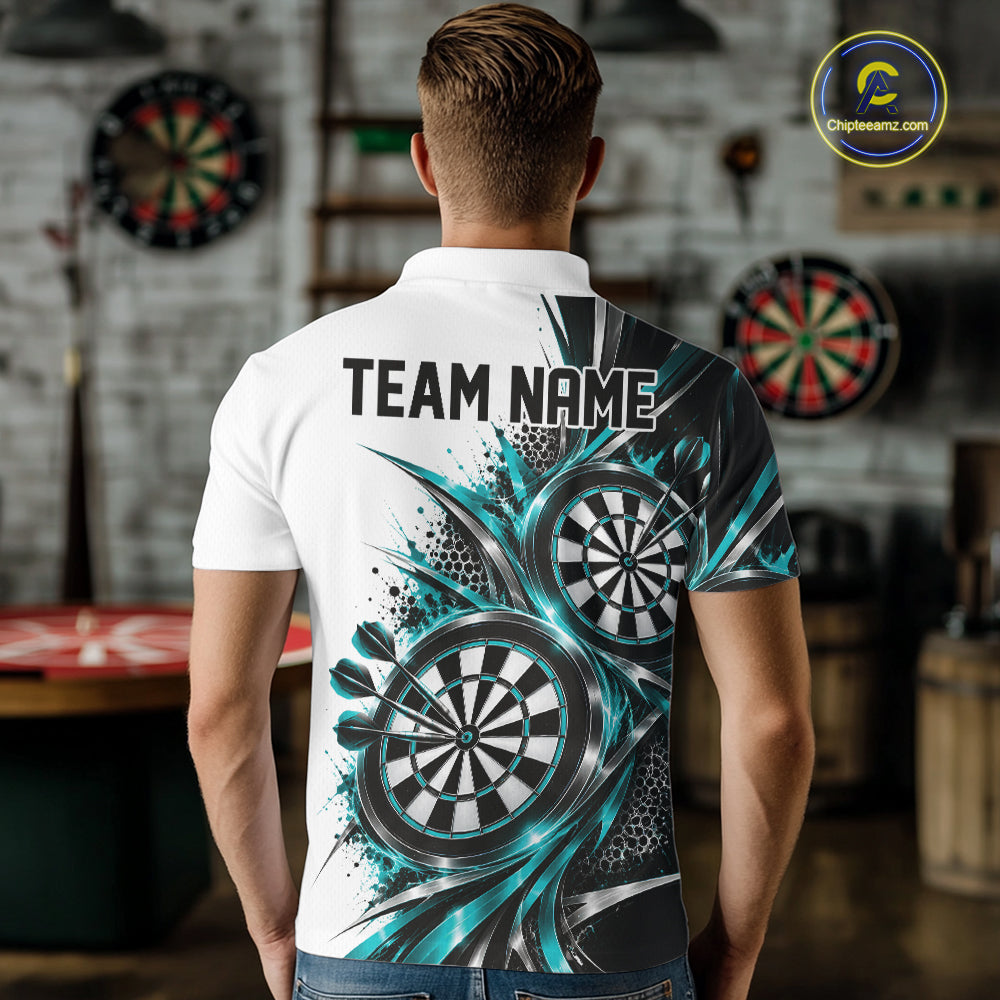 Custom Black And Red Dartboard Dart Team Polo Shirt For Men, Dart League Outfit IPHW12470