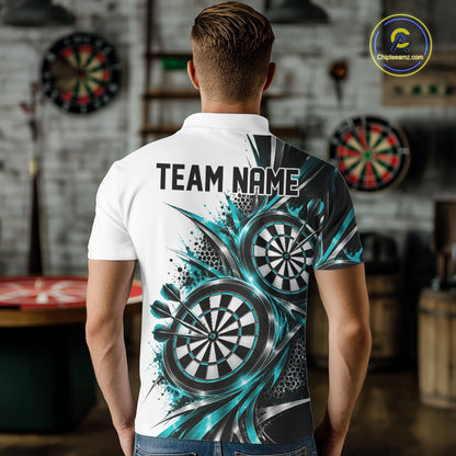 Custom Black And Red Dartboard Dart Team Polo Shirt For Men, Dart League Outfit IPHW12470