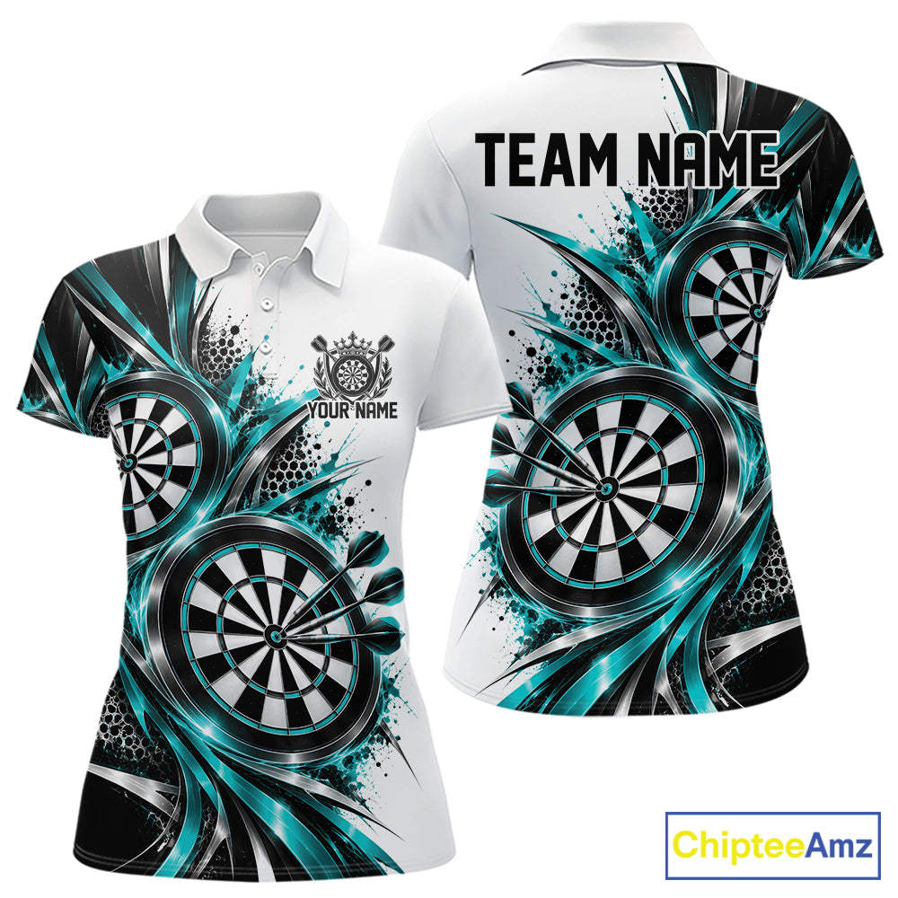 Custom Black And Red Dartboard Dart Team Polo Shirt For Women, Dart League Outfit IPHW12470