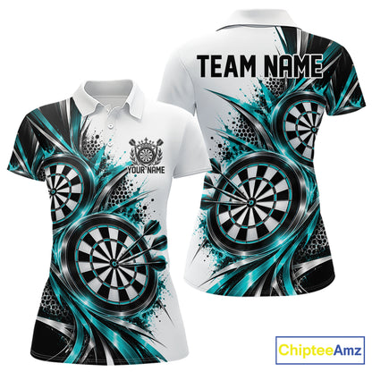 Custom Black And Red Dartboard Dart Team Polo Shirt For Women, Dart League Outfit IPHW12470