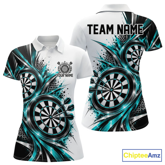 Custom Black And Red Dartboard Dart Team Polo Shirt For Women, Dart League Outfit IPHW12470