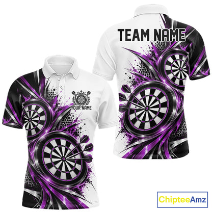Custom Black And Red Dartboard Dart Team Polo Shirt For Men, Dart League Outfit IPHW12471