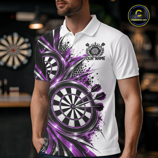 Custom Black And Red Dartboard Dart Team Polo Shirt For Men, Dart League Outfit IPHW12471