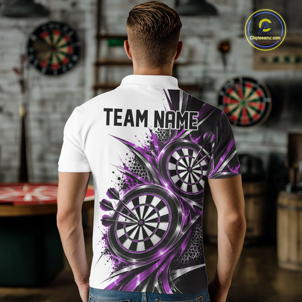 Custom Black And Red Dartboard Dart Team Polo Shirt For Men, Dart League Outfit IPHW12471