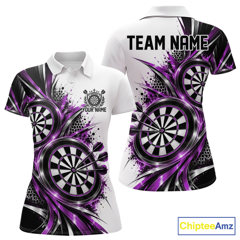 Custom Black And Red Dartboard Dart Team Polo Shirt For Women, Dart League Outfit IPHW12471