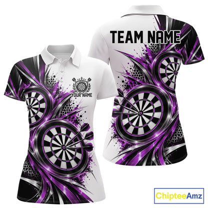Custom Black And Red Dartboard Dart Team Polo Shirt For Women, Dart League Outfit IPHW12471