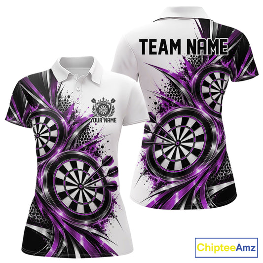 Custom Black And Red Dartboard Dart Team Polo Shirt For Women, Dart League Outfit IPHW12471