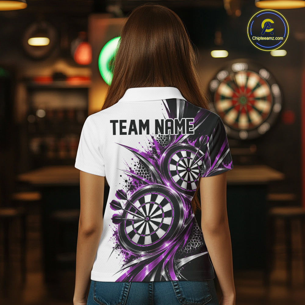 Custom Black And Red Dartboard Dart Team Polo Shirt For Women, Dart League Outfit IPHW12471
