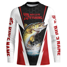 Load image into Gallery viewer, Custom Walleye Fishing Jerseys, Walleye Long Sleeve Tournament Fishing Shirts | Red IPHW5714