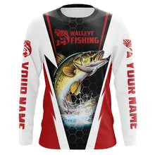 Load image into Gallery viewer, Custom Walleye Fishing Jerseys, Walleye Long Sleeve Tournament Fishing Shirts | Red IPHW5714