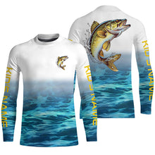 Load image into Gallery viewer, Custom Walleye Fishing Jerseys, Walleye Long Sleeve Performance Fishing Shirts | Blue IPHW5717