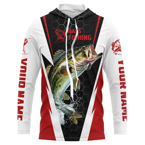 Personalized Bass Fishing Jerseys, Bass Fishing Long Sleeve Fishing Tournament Shirts | Red IPHW5725