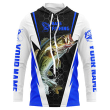 Load image into Gallery viewer, Personalized Bass Fishing Jerseys, Bass Fishing Long Sleeve Fishing Tournament Shirts | Blue IPHW5726