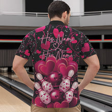 Load image into Gallery viewer, Black And Pink Custom Valentines Day Bowling Quarter-Zip Shirts For Men, Bowling Couple Shirt IPHW8328