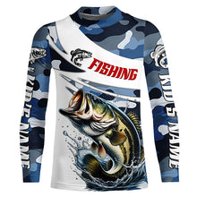 Load image into Gallery viewer, Personalized Bass Fishing Jerseys, Camo Bass Fishing Long Sleeve Tournament Shirts IPHW6309