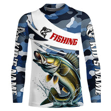 Load image into Gallery viewer, Personalized Walleye Fishing Jerseys, Camo Walleye Fishing Long Sleeve Tournament Shirts IPHW6310