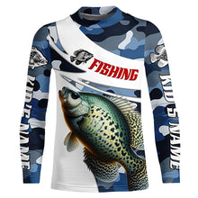 Load image into Gallery viewer, Personalized Crappie Fishing Jerseys, Camo Crappie Fishing Long Sleeve Tournament Shirts IPHW6311