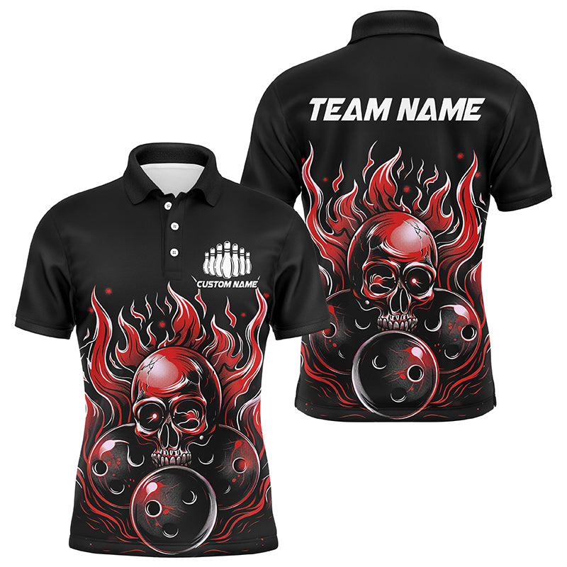 Custom Multi-Color Flaming Skull Bowling Team Shirts For Men And Women, Flaming Bowling Jerseys Bowlers Outfit IPHW6581