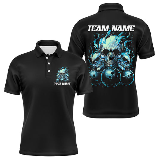 Custom Multi-Color Flame Skull Unisex Bowling Team Shirts, Strike Bowling League Team Jerseys IPHW6582